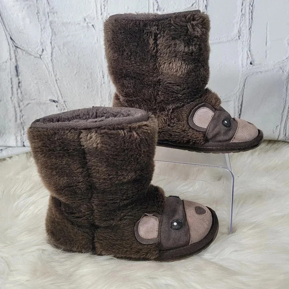 EMU Australia Unisex Boys Girls 3 Winter‎ Boots Wool Brown Bear Shearling Warm - Picture 1 of 12